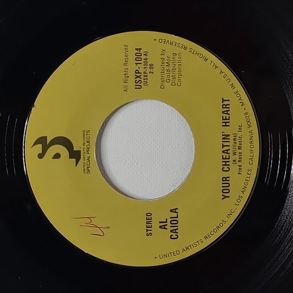 Al Caiola - Your Cheatin' Heart / Play A Simple Melody 7" Vinyl 45 on UA VG+ - Picture 1 of 2